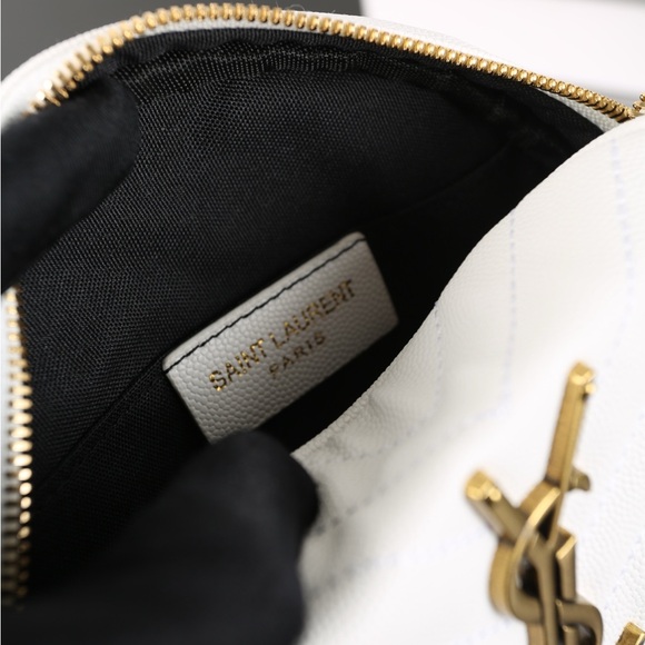 Yves Saint Laurent White Chevron Crossbody Bag - Picture 6 of 7